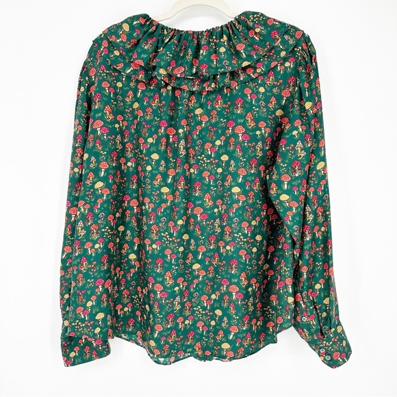 J. Crew Collection Mushroom Silk Ruffle Collar Blouse - Picture 3 of 8